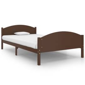 Cadru de pat, maro închis, 120x200 cm, lemn masiv de pin, 2 image