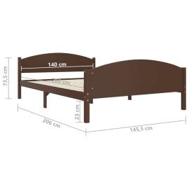 Cadru de pat, maro închis, 140x200 cm, lemn masiv de pin, 7 image