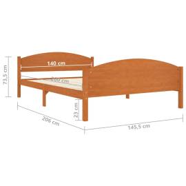 Cadru de pat, maro miere, 140x200 cm, lemn masiv de pin, 7 image