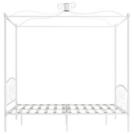 Cadru de pat cu baldachin, alb, 160 x 200 cm, metal, 4 image