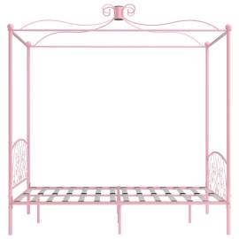 Cadru de pat cu baldachin, roz, 120 x 200 cm, metal, 4 image