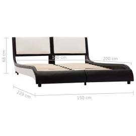 Cadru pat cu led, negru și alb, 140 x 200 cm, piele ecologică, 9 image