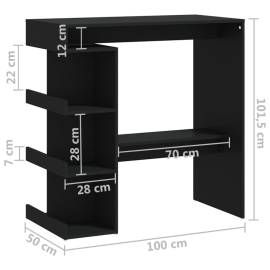 Masă bar cu raft de depozitare, negru, 100x50x101,5 cm, pal, 7 image