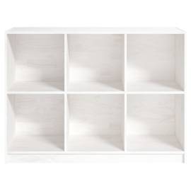 Bibliotecă, alb, 104x33x76 cm, lemn masiv de pin, 6 image