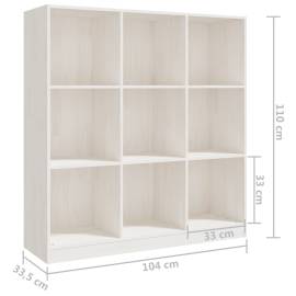 Bibliotecă/separator cameră alb 104x33,5x110 cm lemn masiv pin, 8 image