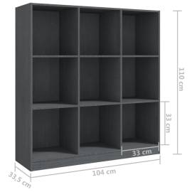 Bibliotecă/separator cameră gri 104x33,5x110 cm lemn masiv pin, 8 image