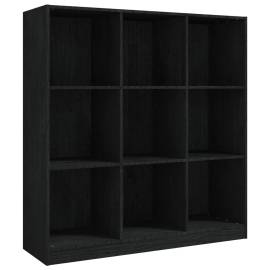 Bibliotecă/separator cameră negru 104x33,5x110cm lemn masiv pin, 2 image