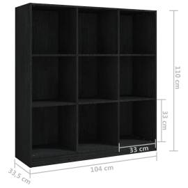 Bibliotecă/separator cameră negru 104x33,5x110cm lemn masiv pin, 8 image