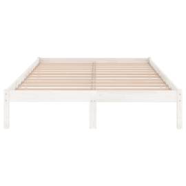 Cadru de pat, alb, 120x200 cm, lemn masiv de pin, 5 image