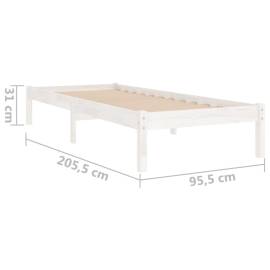 Cadru de pat, alb, 90x200 cm, lemn masiv de pin, 8 image