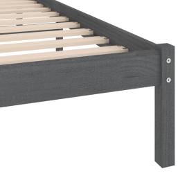 Cadru de pat, gri, 90x200 cm, lemn masiv de pin, 7 image