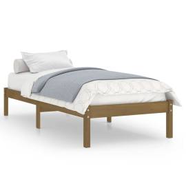 Cadru de pat, maro miere, 100x200 cm, lemn masiv de pin, 2 image