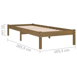 Cadru de pat, maro miere, 100x200 cm, lemn masiv de pin, 8 image