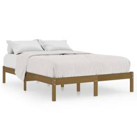 Cadru de pat, maro miere, 140x200 cm, lemn masiv de pin, 2 image