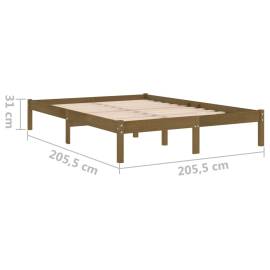 Cadru de pat, maro miere, 200x200 cm, lemn masiv de pin, 8 image