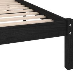 Cadru de pat, negru, 100x200 cm, lemn masiv de pin, 7 image