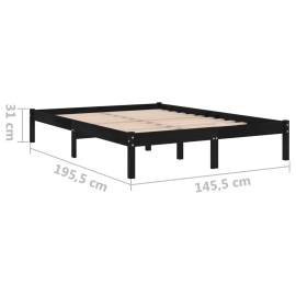 Cadru de pat, negru, 140x190 cm, lemn masiv de pin, 8 image