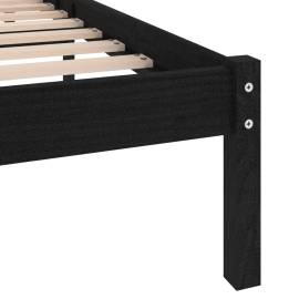 Cadru de pat, negru, 140x200 cm, lemn de pin masiv, 7 image