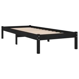 Cadru de pat, negru, 90x200 cm, lemn masiv de pin, 4 image