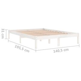 Cadru de pat uk double, alb, 135x190 cm, lemn masiv de pin, 8 image