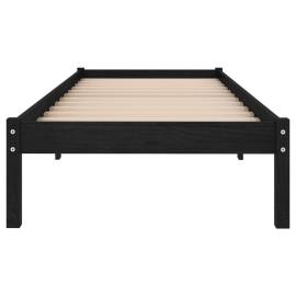 Cadru de pat uk small single, negru, 75x190 cm, lemn masiv pin, 5 image