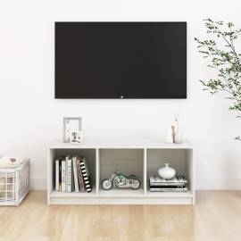 Comodă tv, alb, 104x33x41 cm, lemn masiv de pin, 3 image