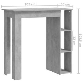 Masă de bar cu raft, gri beton,102x50x103,5 cm, pal, 7 image