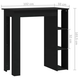 Masă de bar cu raft, negru, 102x50x103,5 cm, pal, 7 image