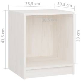 Noptiere, 2 buc., alb, 35,5x33,5x41,5 cm, lemn masiv de pin, 9 image