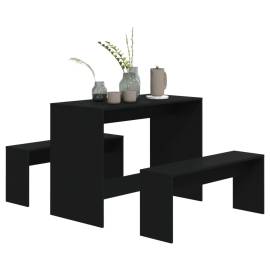 Set mobilier de bucătărie, 3 piese, negru, pal, 4 image