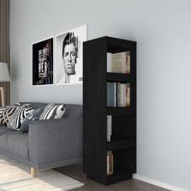 Bibliotecă/separator cameră negru 40x35x135 cm lemn masiv pin