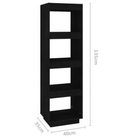 Bibliotecă/separator cameră negru 40x35x135 cm lemn masiv pin, 8 image