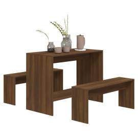 Set mobilier de bucătărie, 3 piese, maro, stejar, pal, 4 image