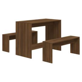 Set mobilier de bucătărie, 3 piese, maro, stejar, pal, 2 image