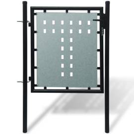 Poartă de gard cu o ușă, negru, 100x125 cm