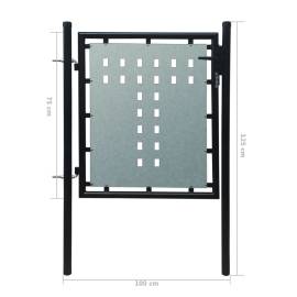 Poartă de gard cu o ușă, negru, 100x125 cm, 5 image