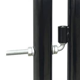 Poartă de gard cu o ușă, negru, 100x125 cm, 3 image