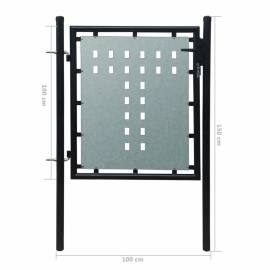 Poartă de gard cu o ușă, negru, 100x150 cm, 5 image