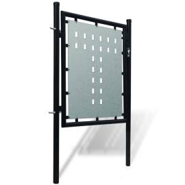 Poartă de gard cu o ușă, negru, 100x150 cm, 2 image