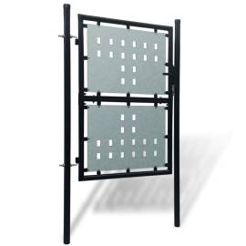 Poartă de gard cu o ușă, negru, 100x175 cm, 2 image