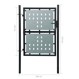 Poartă de gard cu o ușă, negru, 100x175 cm, 5 image