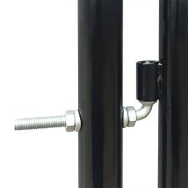 Poartă de gard cu o ușă, negru, 100x175 cm, 3 image