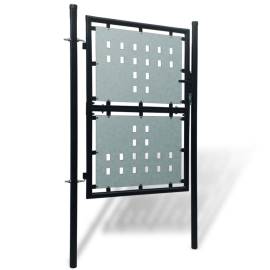 Poartă de gard cu o ușă, negru, 100x200 cm, 2 image