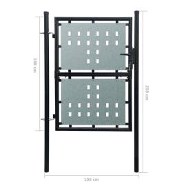 Poartă de gard cu o ușă, negru, 100x250 cm, 5 image