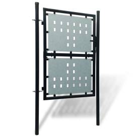 Poartă de gard cu o ușă, negru, 100x250 cm, 2 image