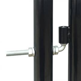 Poartă de gard cu o ușă, negru, 300x225 cm, 3 image