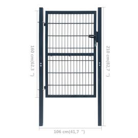 Poartă pentru gard 2d (simplă), gri antracit, 106x210 cm, 7 image