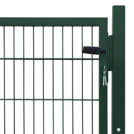 Poartă de gard, verde, 105x150 cm, oțel, 4 image