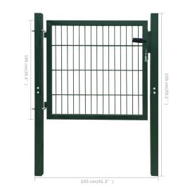 Poartă de gard, verde, 105x150 cm, oțel, 6 image
