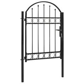 Poartă de gard cu arcadă, negru, 100 x 125 cm, oțel, 2 image